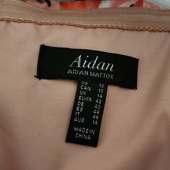 AIDAN BY AIDAN MATTOX Off Shoulder Sheath Dress Pink Floral Garden Party Slit 10 - Picture 12 of 15